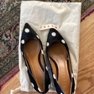 Marni Black and White Heeled Shoes with Polka Dot Design